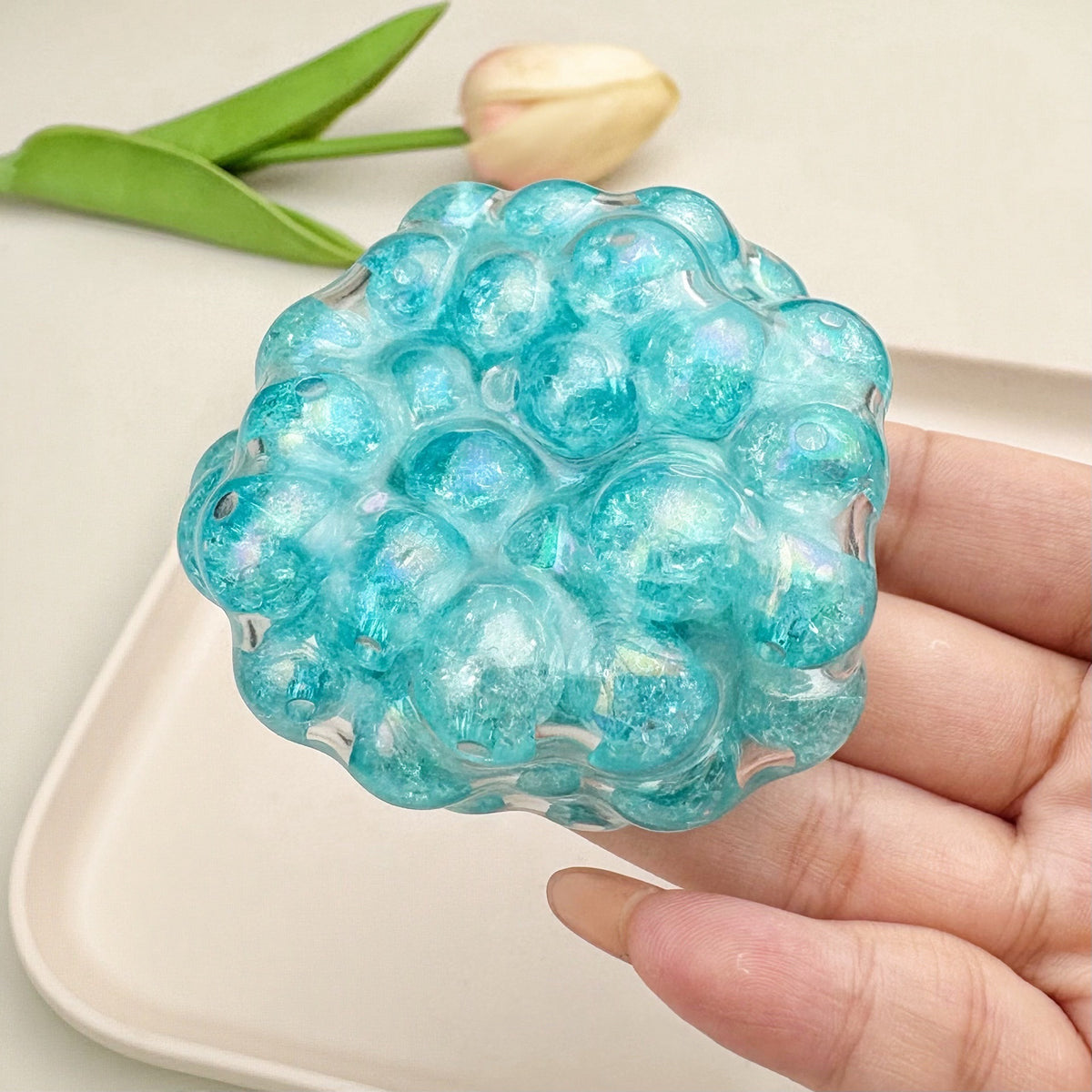 ✨ Iridescent Pearl Bead Texture Squishy