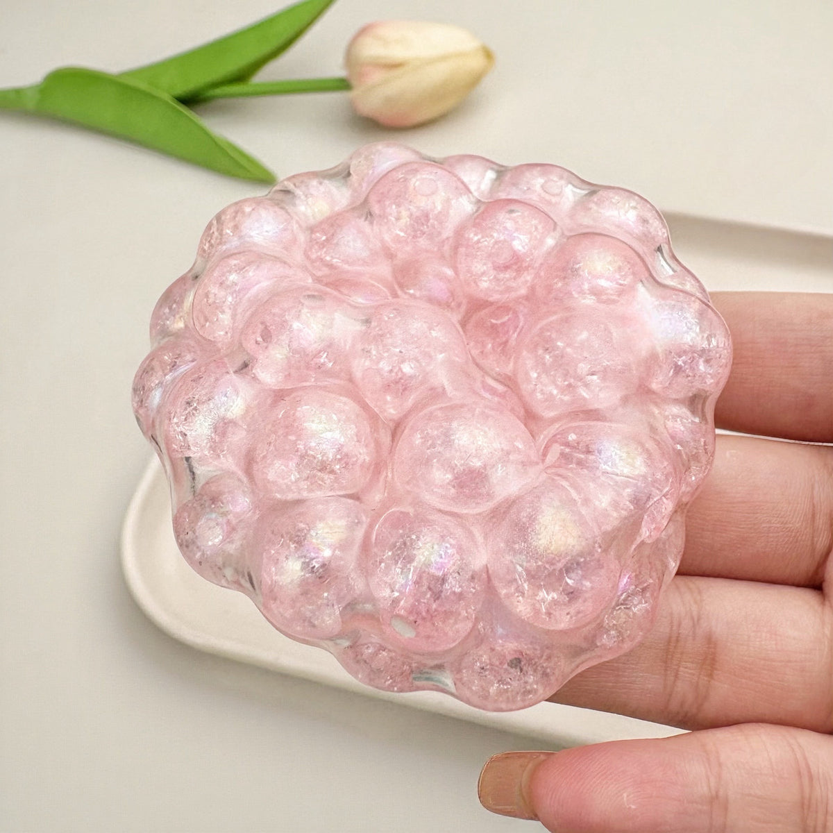 ✨ Iridescent Pearl Bead Texture Squishy