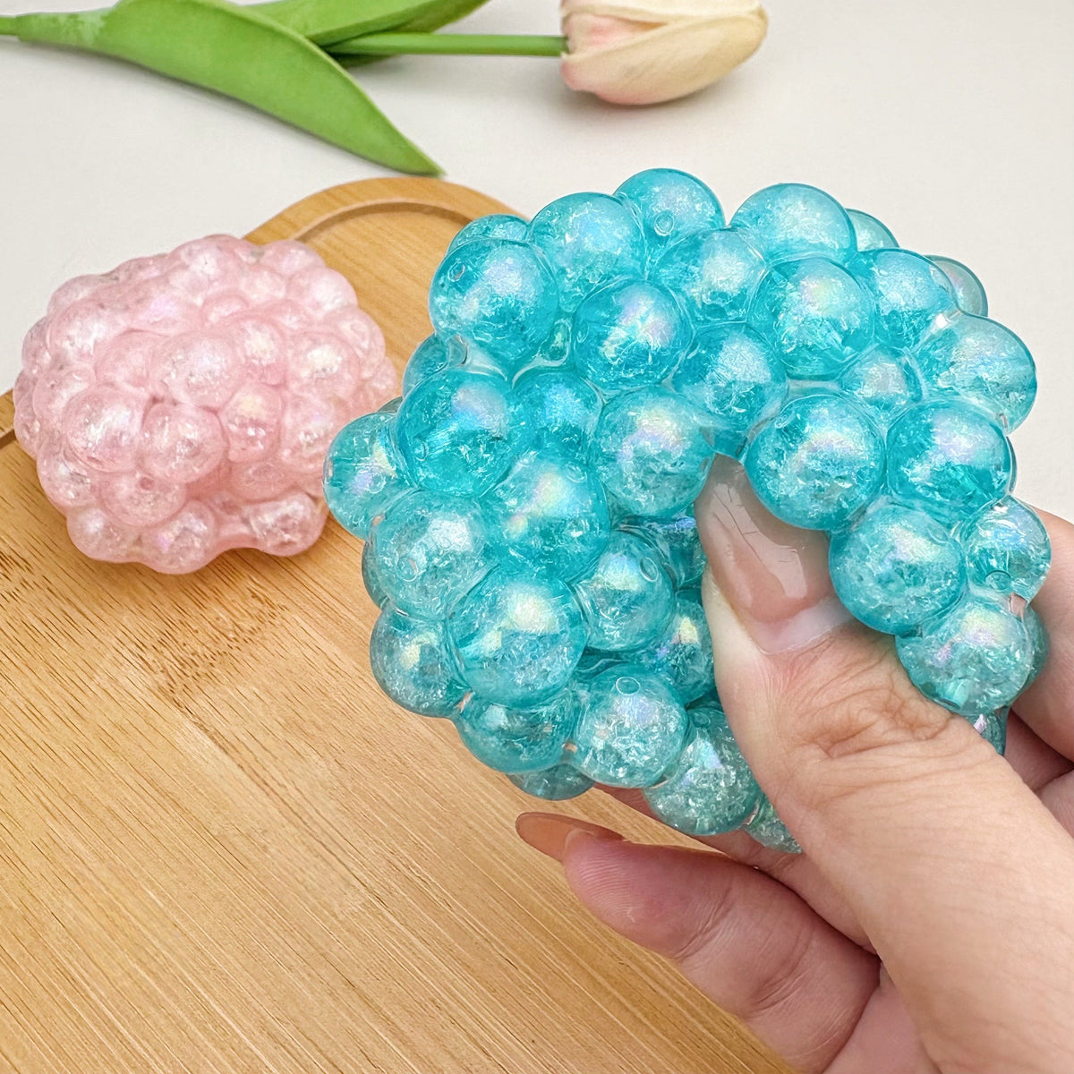 ✨ Iridescent Pearl Bead Texture Squishy