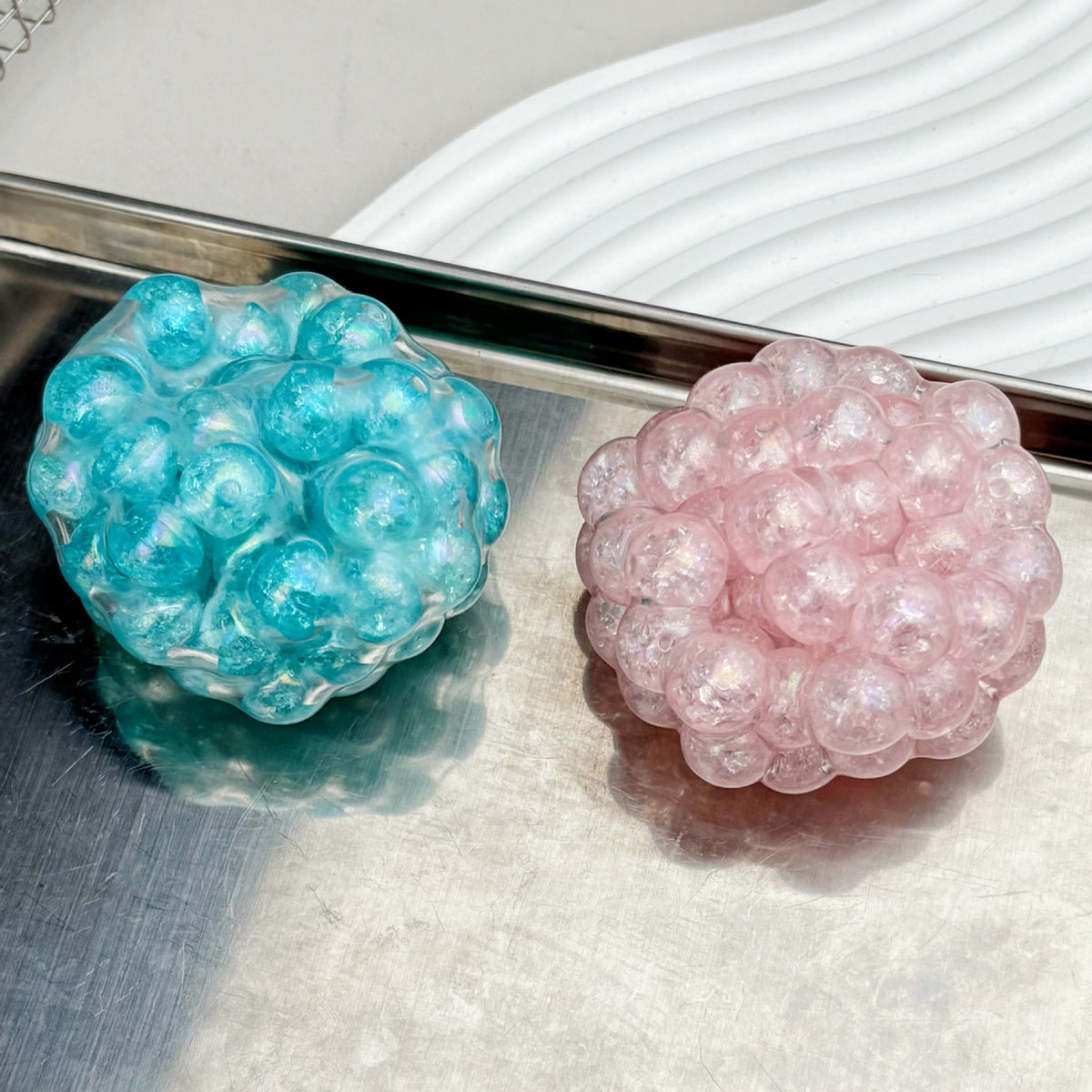 ✨ Iridescent Pearl Bead Texture Squishy